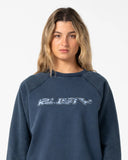 RUSTY Caliway DIY Crew Neck Fleece - WASHED BLUE
