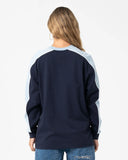 RUSTY Fine Line Contrast Long Sleeve Tee - NAVY BLUE