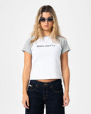 RUSTY Archived Raglan Baby Tee - ECRU MARLE/GREY