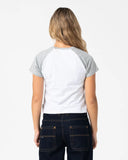 RUSTY Archived Raglan Baby Tee - ECRU MARLE/GREY
