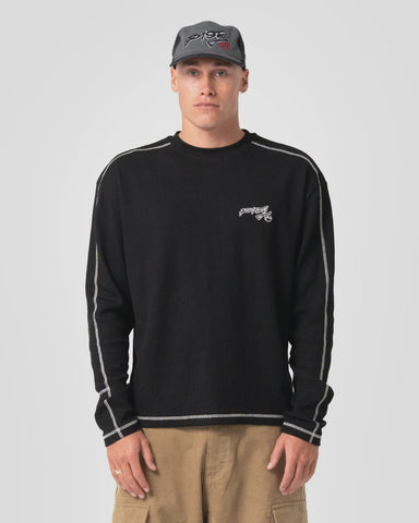 RUSTY Chuck No Worries Long Sleeve Tee - BLACK