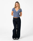 RUSTY Peggy Sue Button Down Blouse  - BLUE PLAID