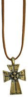 CLASSICS 77 - Gold Cross on Brown Leather Necklace