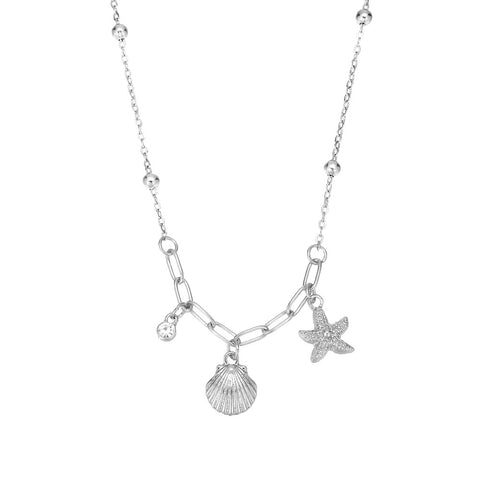 CLASSICS 77 Rhodium Paperclip With Marine Charms Pendant