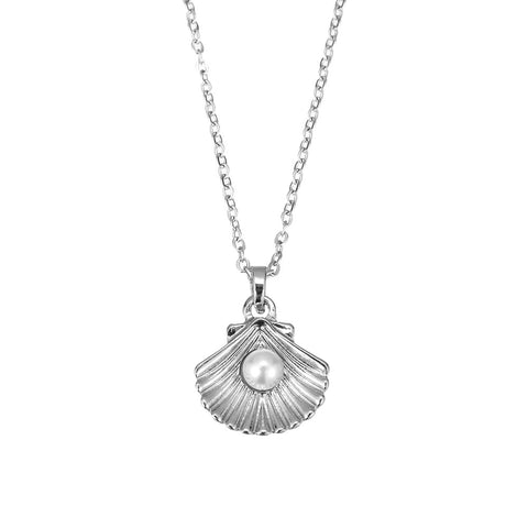 CLASSIC 77 - Clam with Peal Pendant Necklace