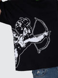 WORSHIP Cherub Box Fit Cropped Tee - BLACK