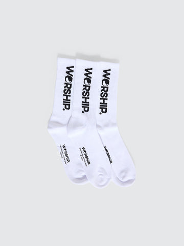 WORSHIP Core Socks 3 Pack - WHITE