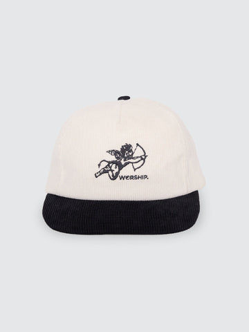 WORSHIP Cherub Cord Hat - CREAM/BLACK