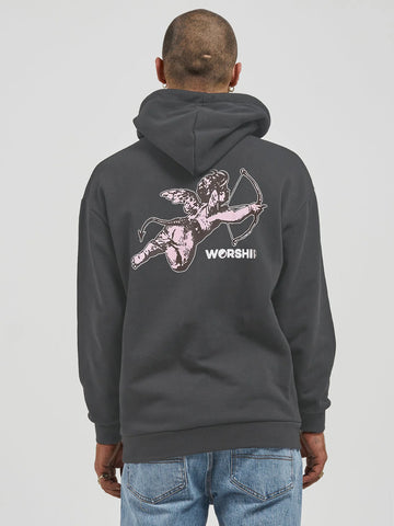 WORSHIP Cherub Pullover Hood - WORN BLACK