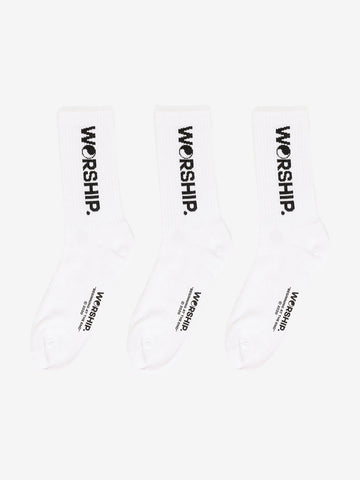 Worship Womens Core Socks 3 Pack - WHITE