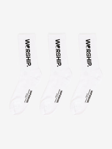 WORSHIP Core Socks 3 Pack - WHITE