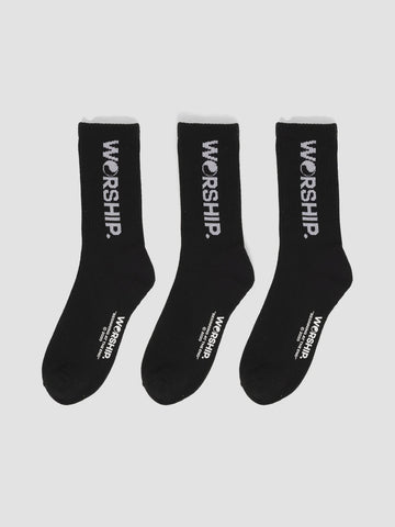 WORSHIP Core Socks 3 Pack - BLACK