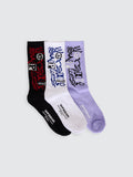 WORSHIP Fusion 3 Sock Pack - WHITE/BLACK/PURPLE