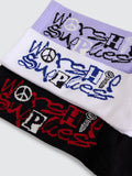 WORSHIP Fusion 3 Sock Pack - WHITE/BLACK/PURPLE