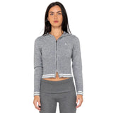 RUSTY Devil Girl Knitted Zip Through Hood - GREY MARLE