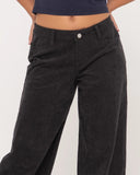 RUSTY The Secret Low Rise Wide Leg Cord Pant - VINTAGE BLACK