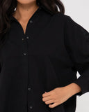 RUSTY Heather Oversized Shirt - BLACK