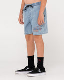 RUSTY Boys Manila Folder Denim Short - ASH BLUE 2