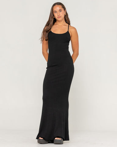 RUSTY Nicky Slip Maxi Dress - BLACK