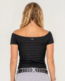 RUSTY Ciao Bella Off Shoulder Top - BLACK