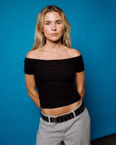 RUSTY Ciao Bella Off Shoulder Top - BLACK