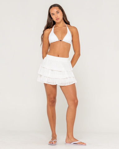 RUSTY Ra Ra Ruffle Mini Skirt - WHITE