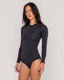 RUSTY R2K Front Zip Long Sleeve Surf Suit - BLACK