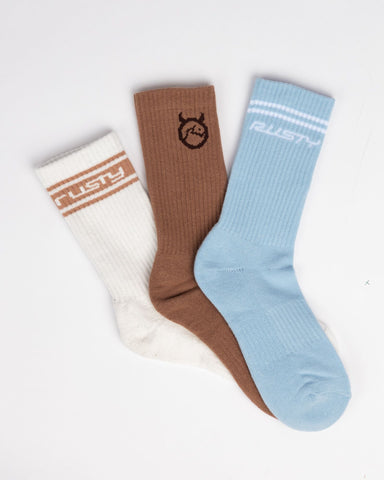 RUSTY Shake Up Crew 3-Sock Pack - MULTI