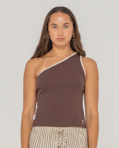 RUSTY Zoe One Shoulder Tank - JAVA