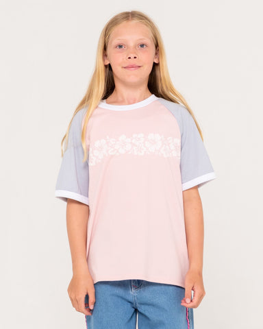 RUSTY Girls Beau Colourz Oversized Tee - PINK/BLUE