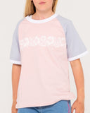 RUSTY Girls Beau Colourz Oversized Tee - PINK/BLUE