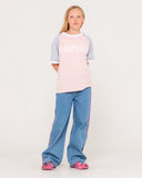 RUSTY Girls Beau Colourz Oversized Tee - PINK/BLUE