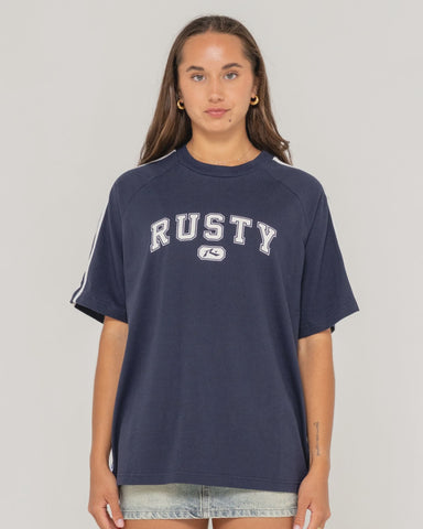RUSTY All Saint Collegiate OG Oversize Tee - NAVY BLUE
