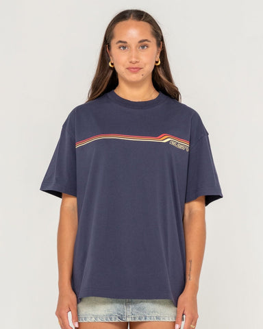 RUSTY Wave Rider 2.0 Oversized Tee - NAVY BLUE