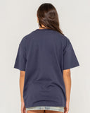 RUSTY Wave Rider 2.0 Oversized Tee - NAVY BLUE