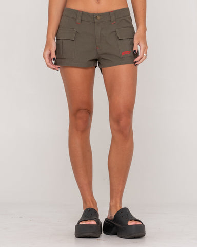 RUSTY Tempo Low Rise Ripstop Cargo Short - SHADOW ARMY