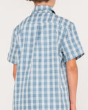 RUSTY Boys Datsun Check Short Sleeve Shirt - DOLPHIN BLUE