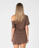 RUSTY Slouch Off Shoulder Dress - PINECONE