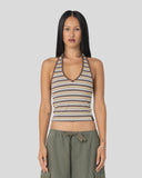 RUSTY Halley Halter Top - RETRO AMBER STRIPE