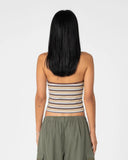 RUSTY Halley Halter Top - RETRO AMBER STRIPE