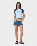 RUSTY Bradley Mini Cap Sleeve Tee - RETRO BLUE