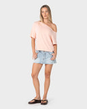 RUSTY Sally Slouch Off Shoulder Tee - PEACH PINK