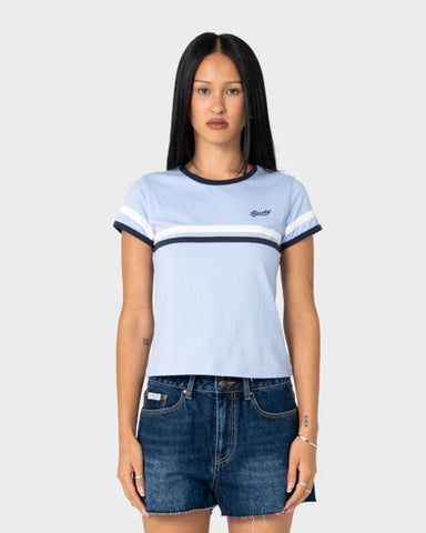 RUSTY Billie Stripe Baby Tee - NAVY / BLUE