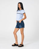 RUSTY Billie Stripe Baby Tee - NAVY / BLUE