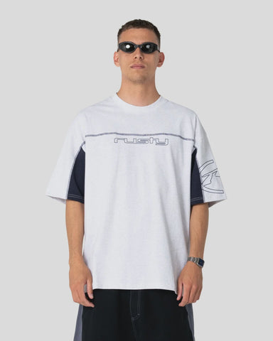 RUSTY Cyberwave Short Sleeve Tee - ECRU MARBLE