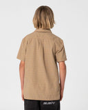 RUSTY Boys Datsun 2.0 Check Short Sleeve Shirt - GOLD FUSION