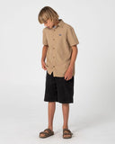 RUSTY Boys Datsun 2.0 Check Short Sleeve Shirt - GOLD FUSION