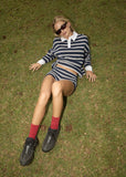 AFENDS Delta Recycled Knit Shirt - NAVY STRIPE