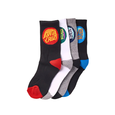 SANTA CRUZ - Bold Shadow Dot Crew Sock - BLACK - WHITE - GMARLE (2-8 YOUTH SOCK BUNDLE)