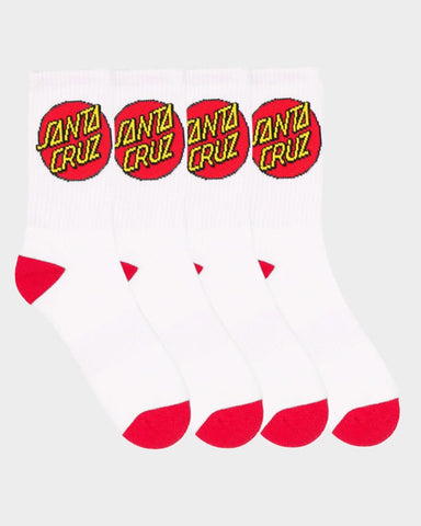 SANTA CRUZ - Classic Dot Crew Sock - WHITE (2-8 YOUTH SIZE SOCK BUNDLE)